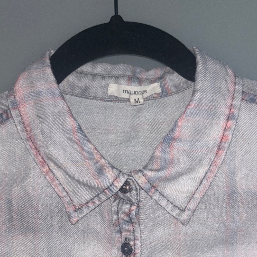 Maurice's Flannel Button Up Shirt Distressed Medium - Picture 3 of 8